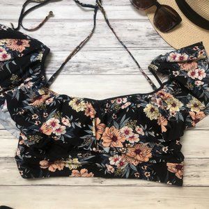 Floral Ruffle Off the Shoulder Bikini Top